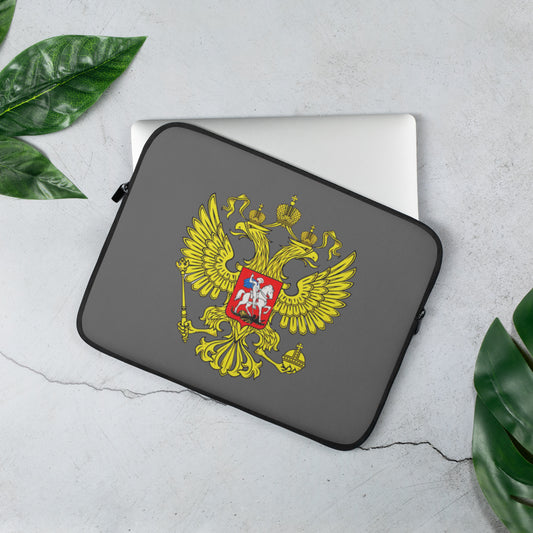 Laptop-Tasche mit Russland-Wappen in dunkelgrau