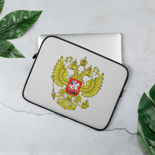 Laptop-Tasche mit Russland-Wappen in weiß-grau