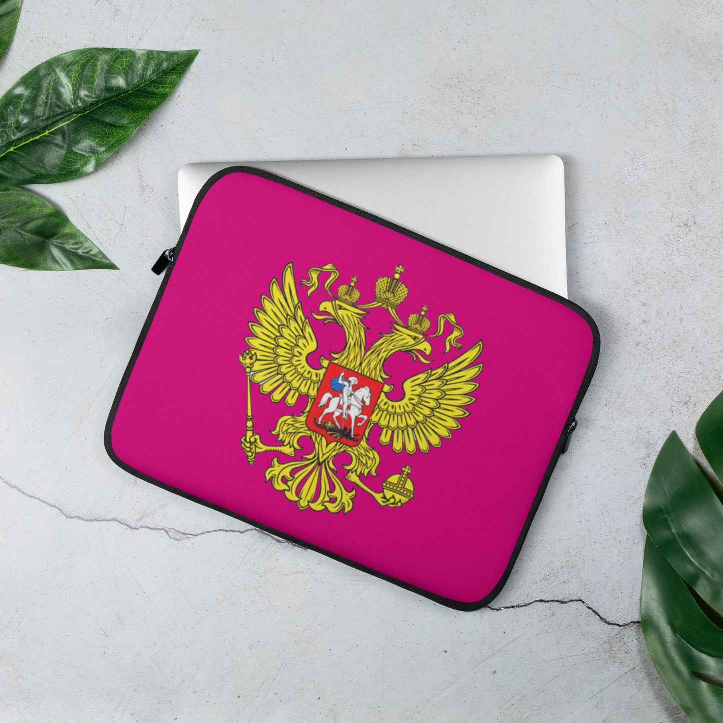 Laptop-Tasche mit Russland-Wappen in lila