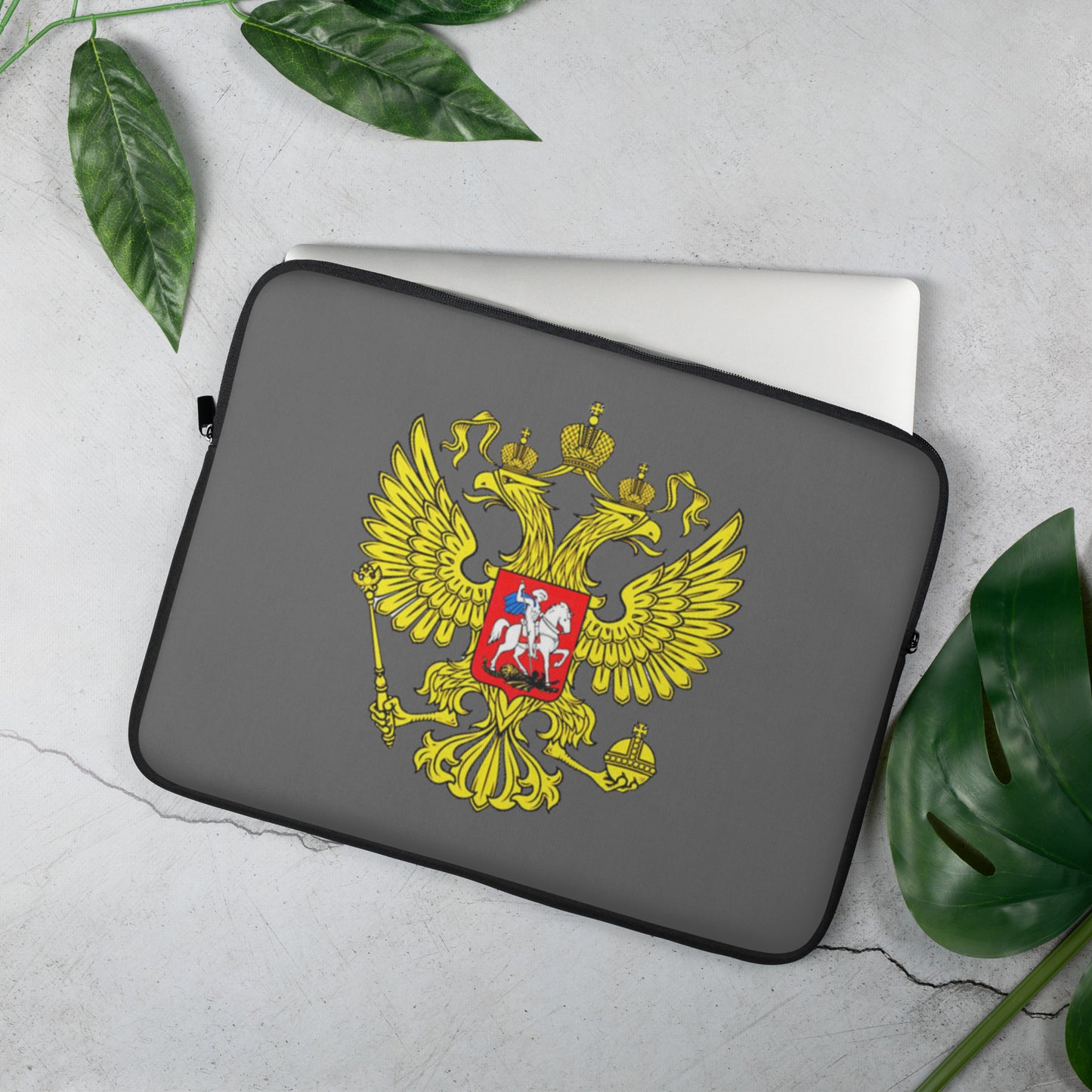 Laptop-Tasche mit Russland-Wappen in dunkelgrau