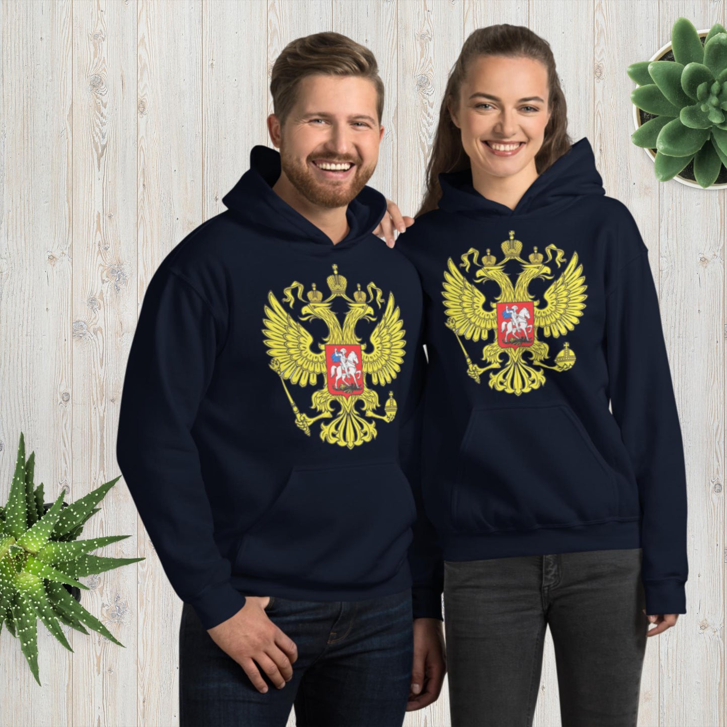 Hoodie Kapuzenpullover mit Russland Wappen in verschiedenen Farben