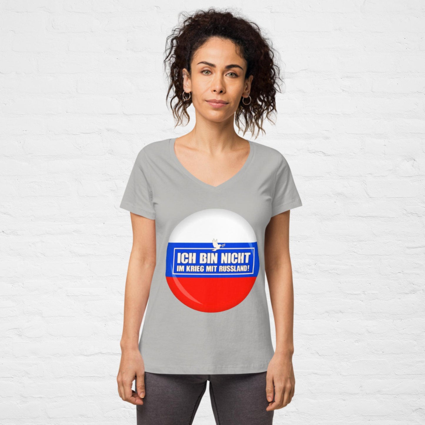 Kein Krieg mit Russland Damen-T-Shirt mit V-Ausschnitt